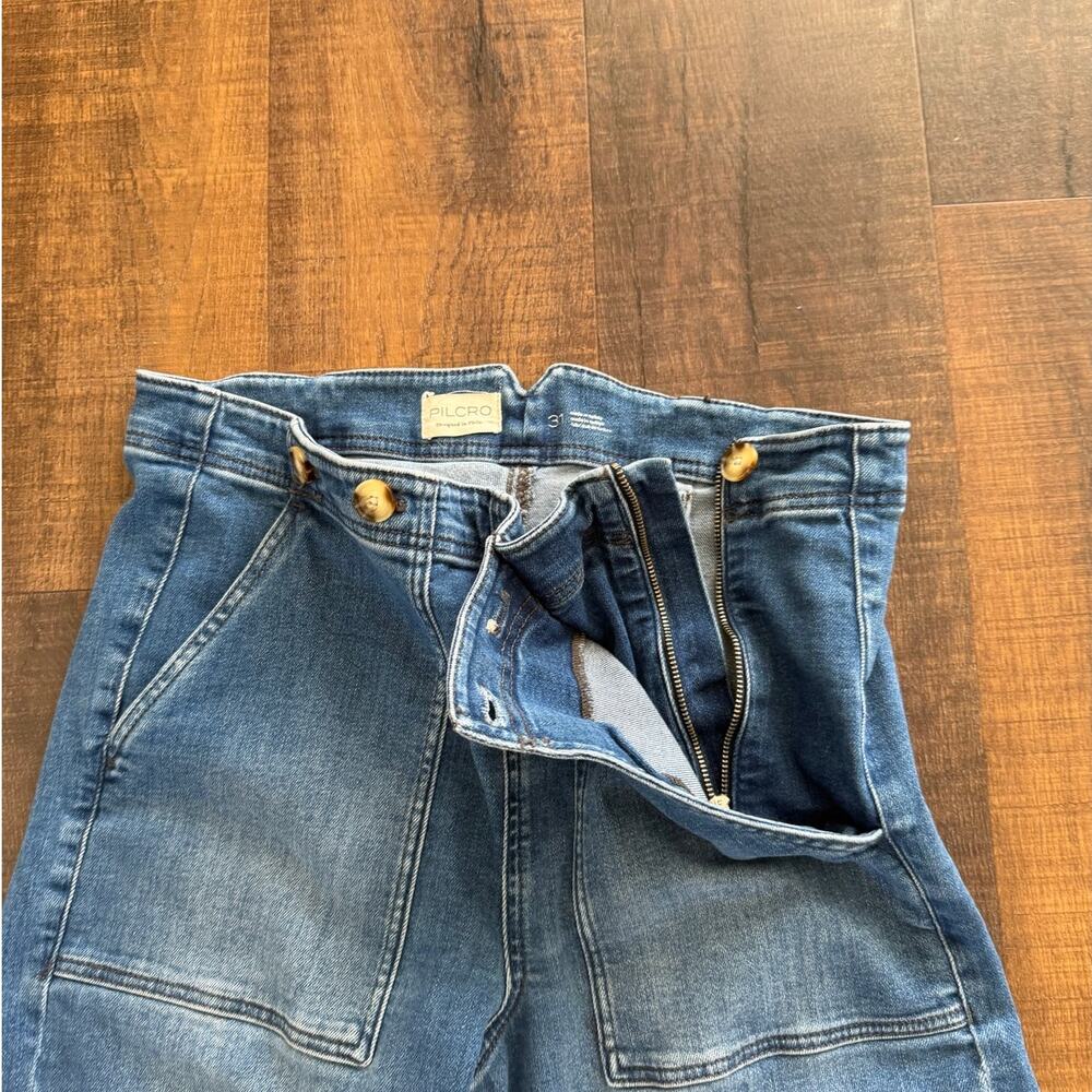 Pilcro Anthropologie Wide Leg Jeans High Rise Sailor Button Detail Size 31 - Picture 8 of 9